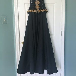 Black Sequin Dress with Gold Design